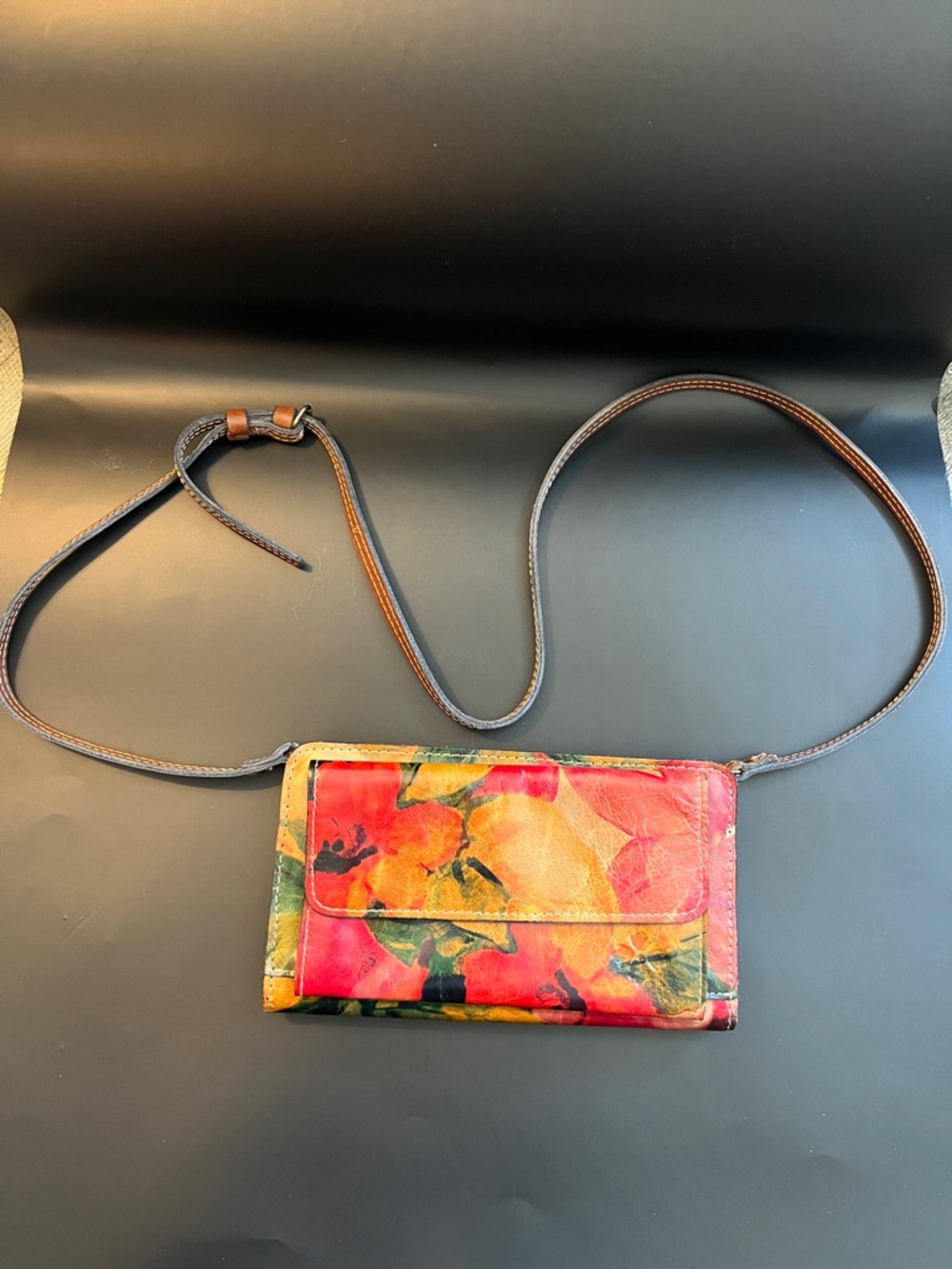 Patricia Nash Red Multi Floral Crossbody Wallet